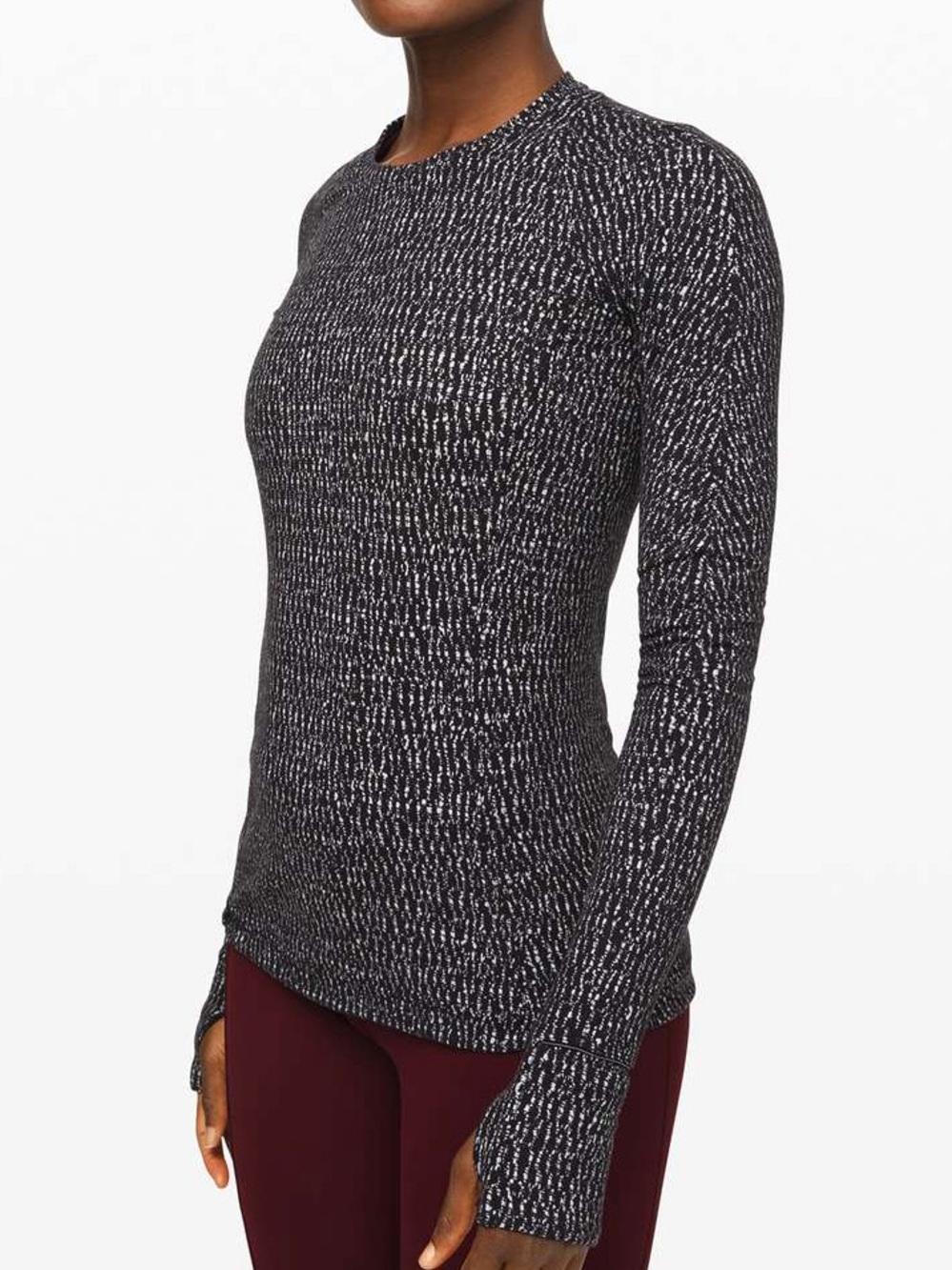 Lululemon Runderful Long Sleeve Knotted Jacquard Black White Size 4